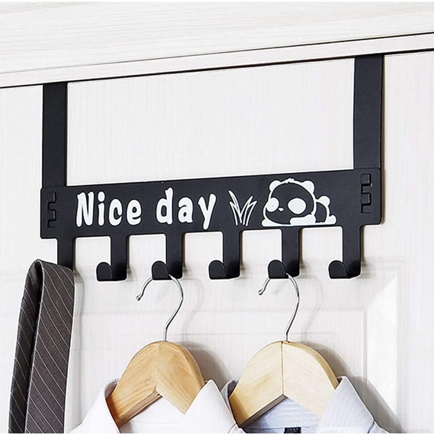 Heavy-duty Carbon Steel Door Hook Hanger Rack (2 Pc 6 Hook Black)