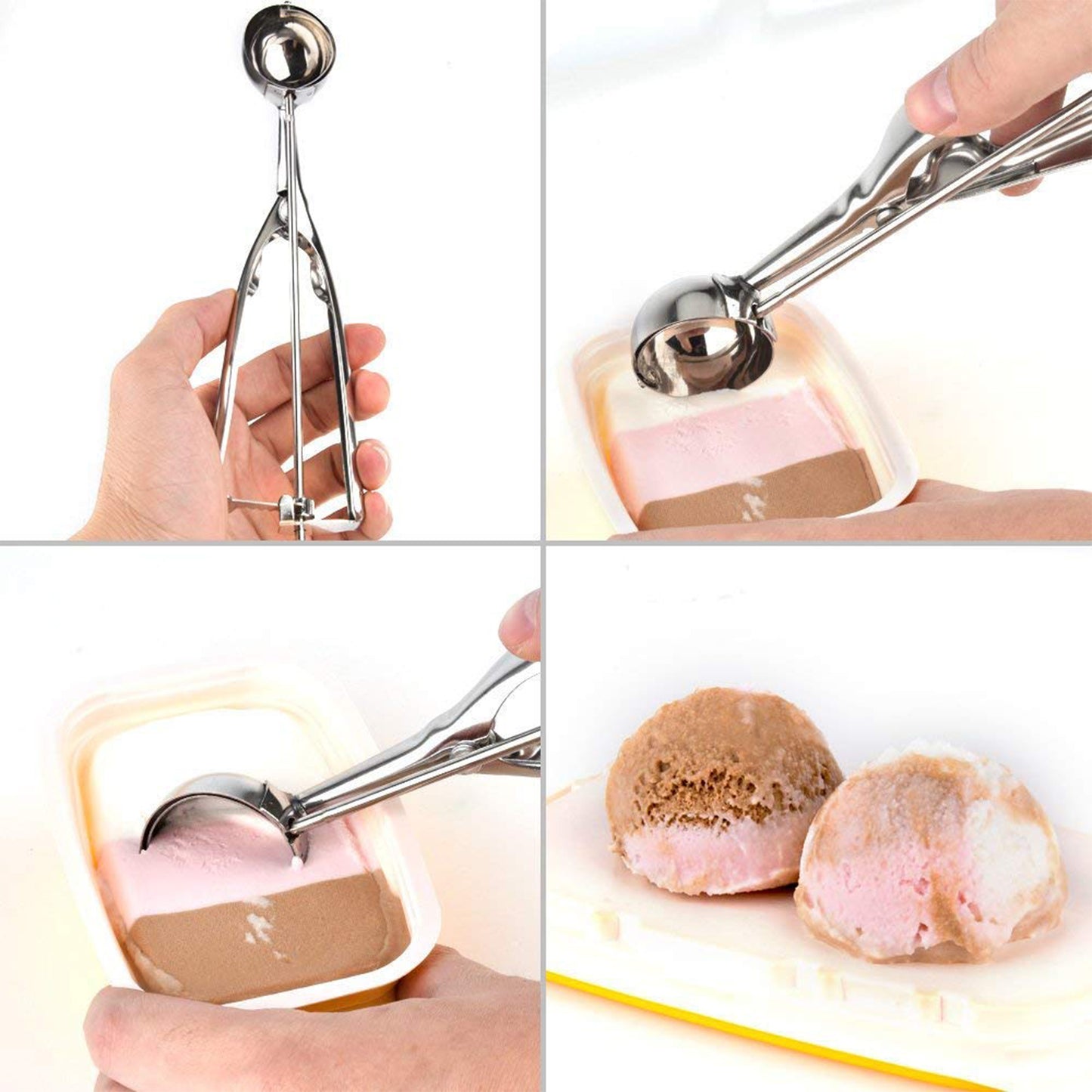 2408 Ice Cream Serving Scoop Stainless Steel Premium Quality Ice Cream Serving Spoon Scooper With Trigger Release ( Small )