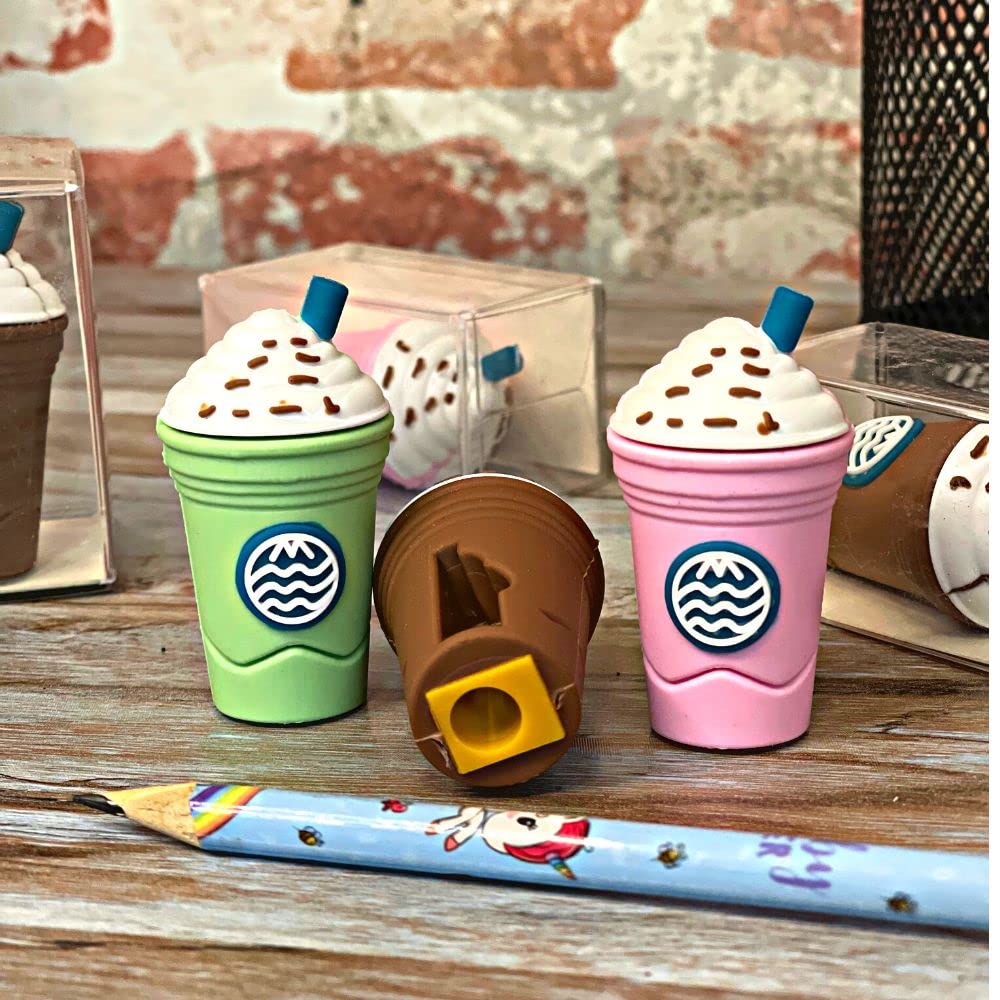 8832 Cute Coffee Or Ice Cream Shape Sharpner Like Rotary Manual Pencil Sharpener For Kids Ice Cream Style Office School Supplies Back To School Gift For Studentskids Educational Stationary Kit Bday Return Gift (24 Pcs Set)