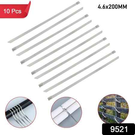 Multipurpose Stainless Steel Cable Tie (10 Pcs Set 4.6x200mm)