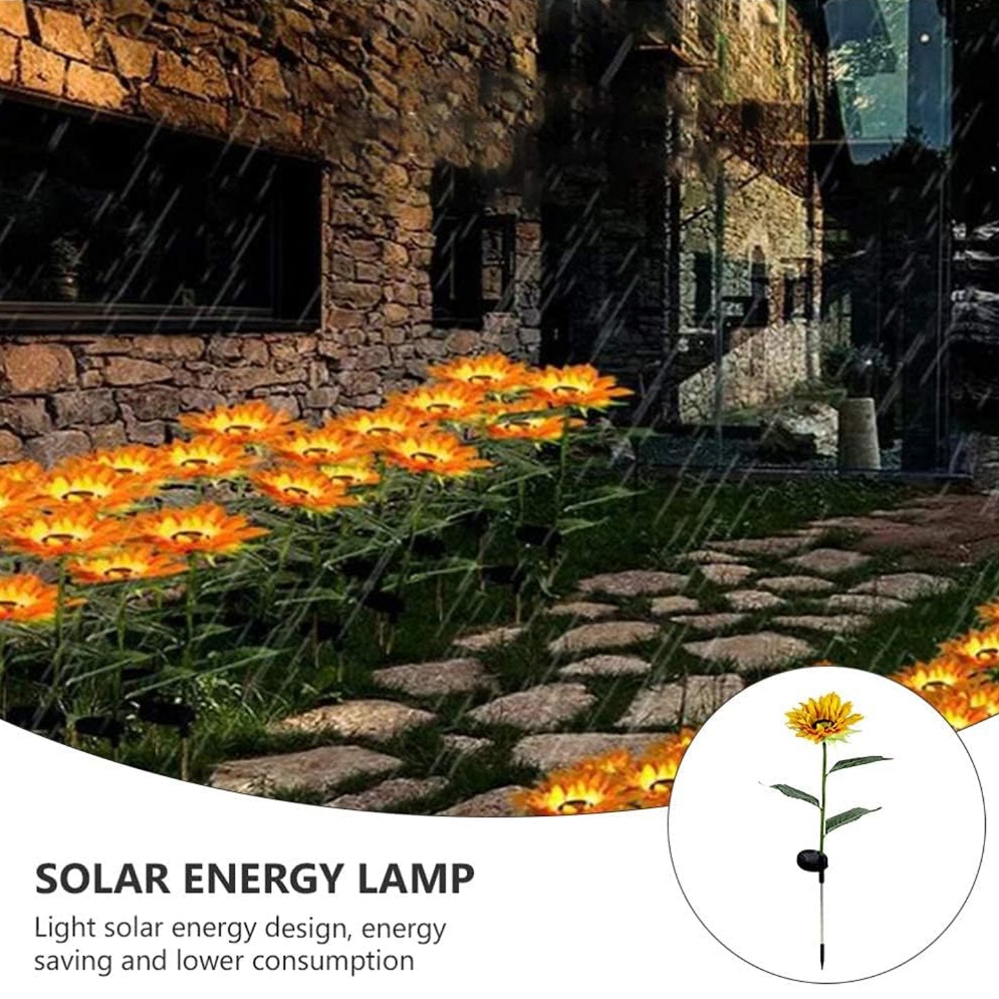 Garden Solar Sunflower Outdoor Led Light Inserted Ground Simulation Plant (4 Pcs Set)