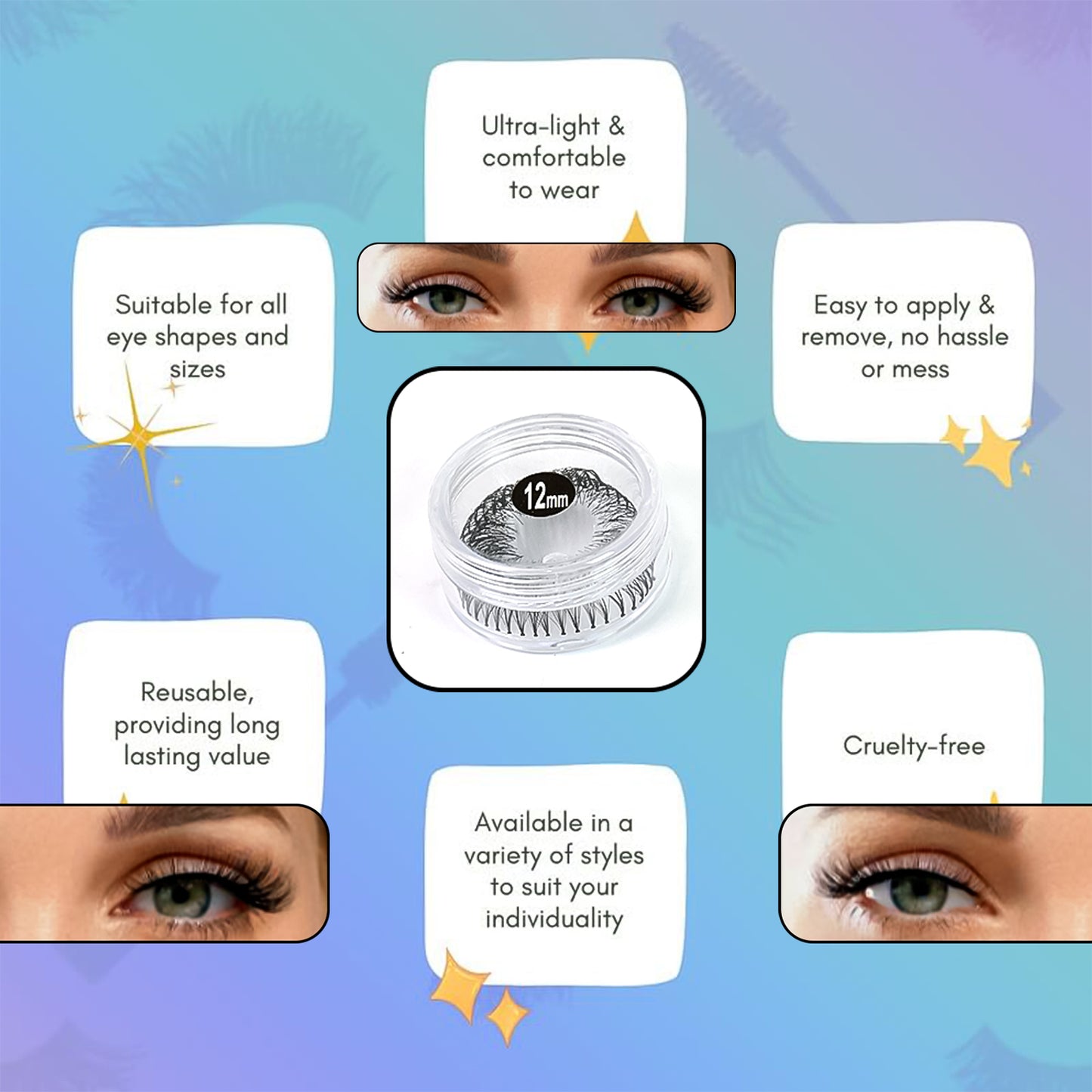 Artificial Fake Eyelash Extensions Natural Lightweight (1 Pc 12 Mm)