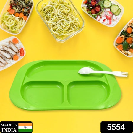 5554 Plastic Food Plates Biodegradable 3 Compartment Square Plate With Spoon For Food Snacks Nuts Desserts Plates For Kids Reusable Plates For Outdoor Camping Bpa-free (1 Pc)