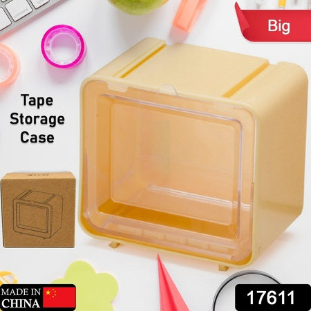 17611 Storage Box Storage Container Tape Storage Boxes Durable Convenient Plastic Transparent Lid Visible Tape Storage Box Case For Office