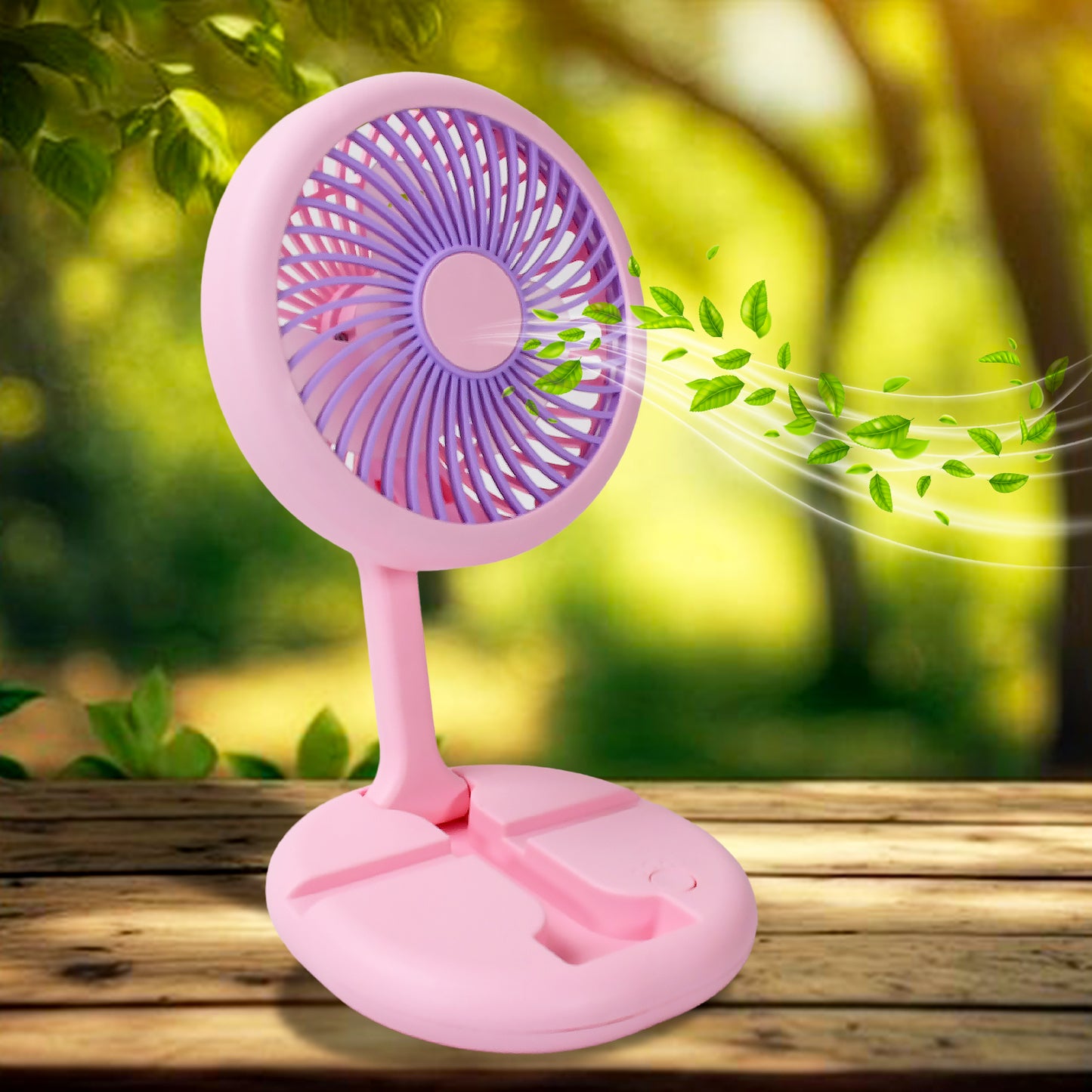 17794 Usb Rechargeable Portable Fan With Led Light Heavy Duty Foldable Fan With Charging Port Home Outdoor Temple