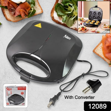Donut Maker Machine 750w Electric Donut Maker 6pcs Circle Shaped Cavity (1 Pc With 2 Pin Plug Converter 1 Pc )