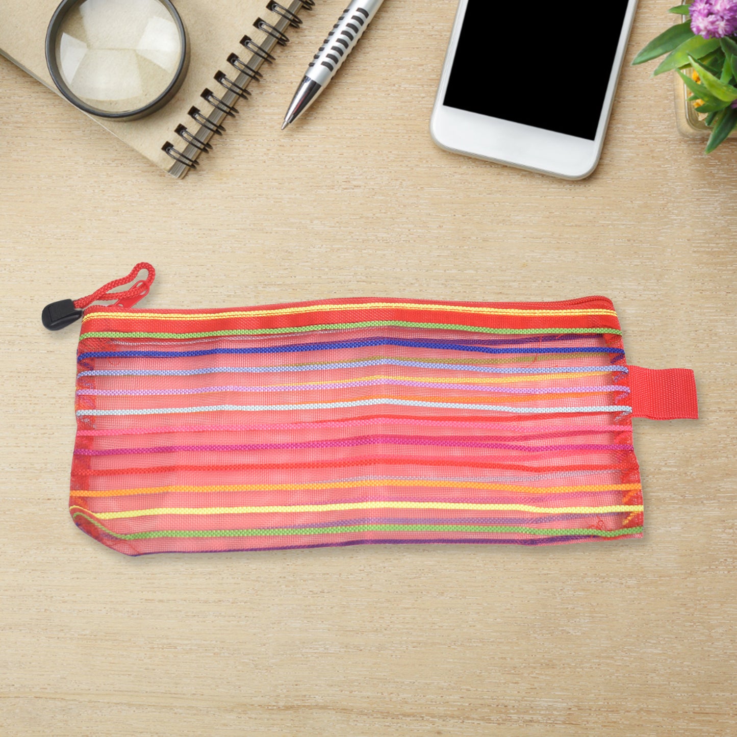 Transparent Zippered Nylon Mesh Multi Purpose Pouch Purse