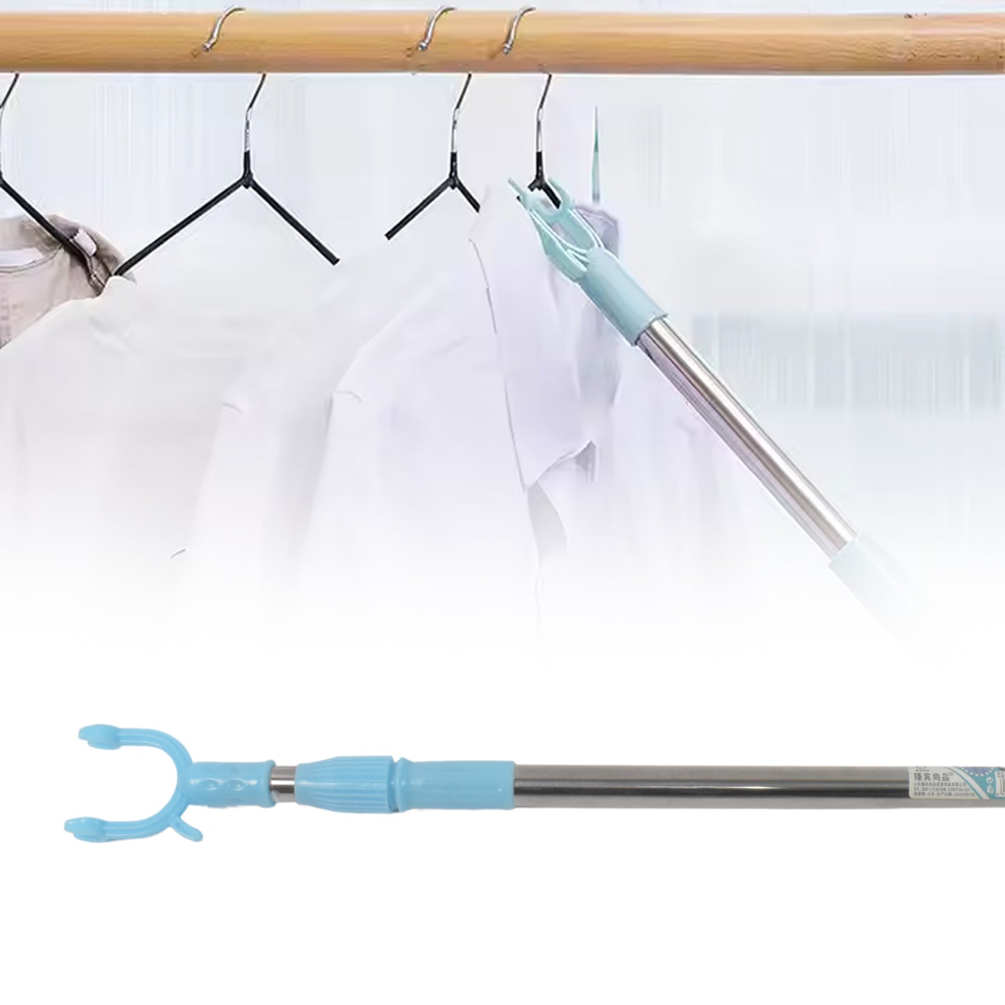 Stainless Steel Telescopic Pole Clothes Hooks Hanger (1 Pc 1 Mtr.)