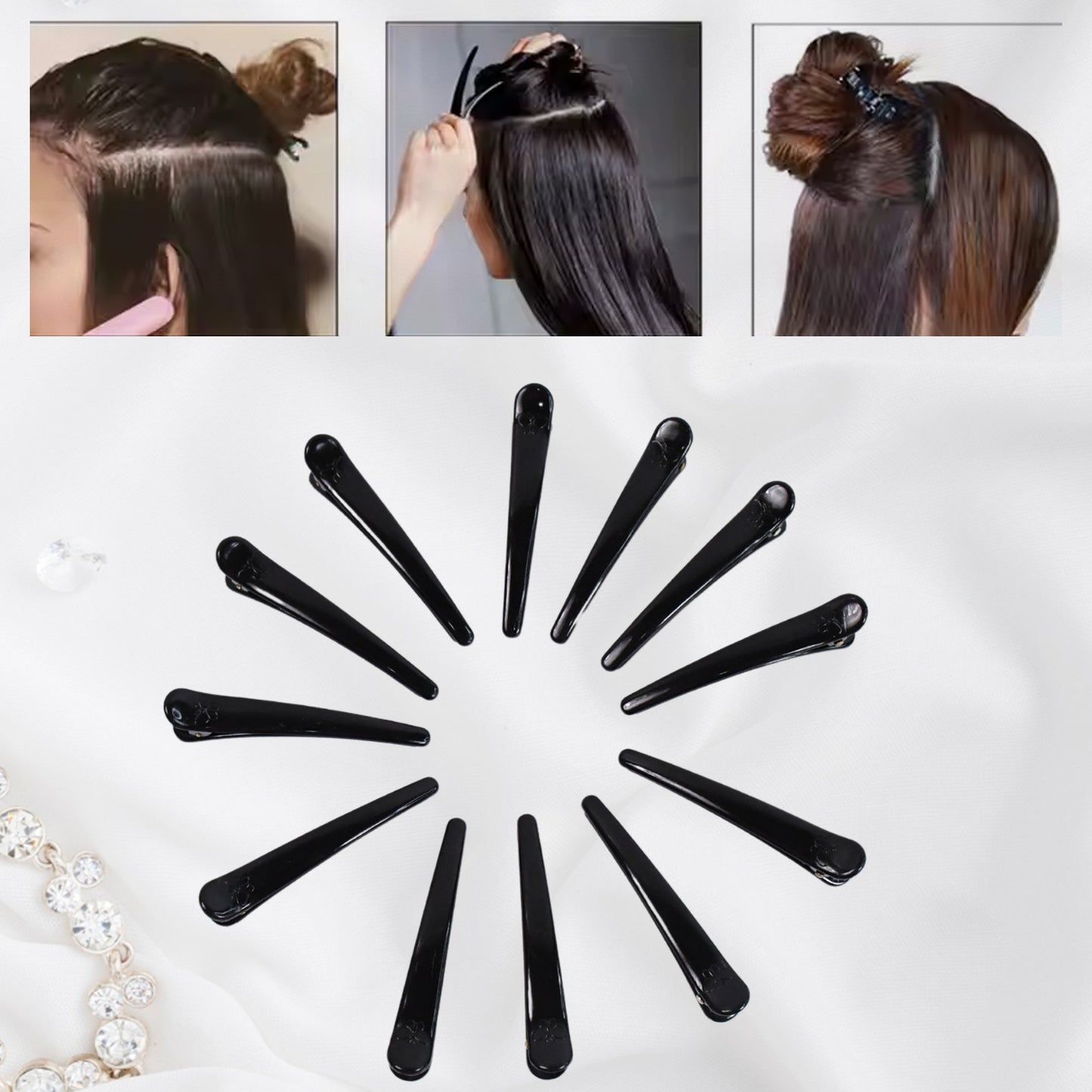Hair Clips For Styling (12 Pc)