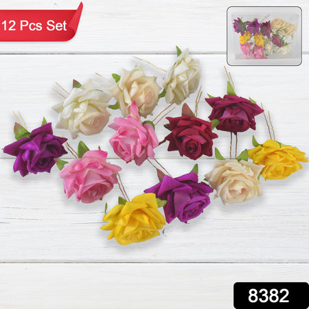 Colourful Flowing Flower Hair Pin (12 Pcs Set Mix Color)