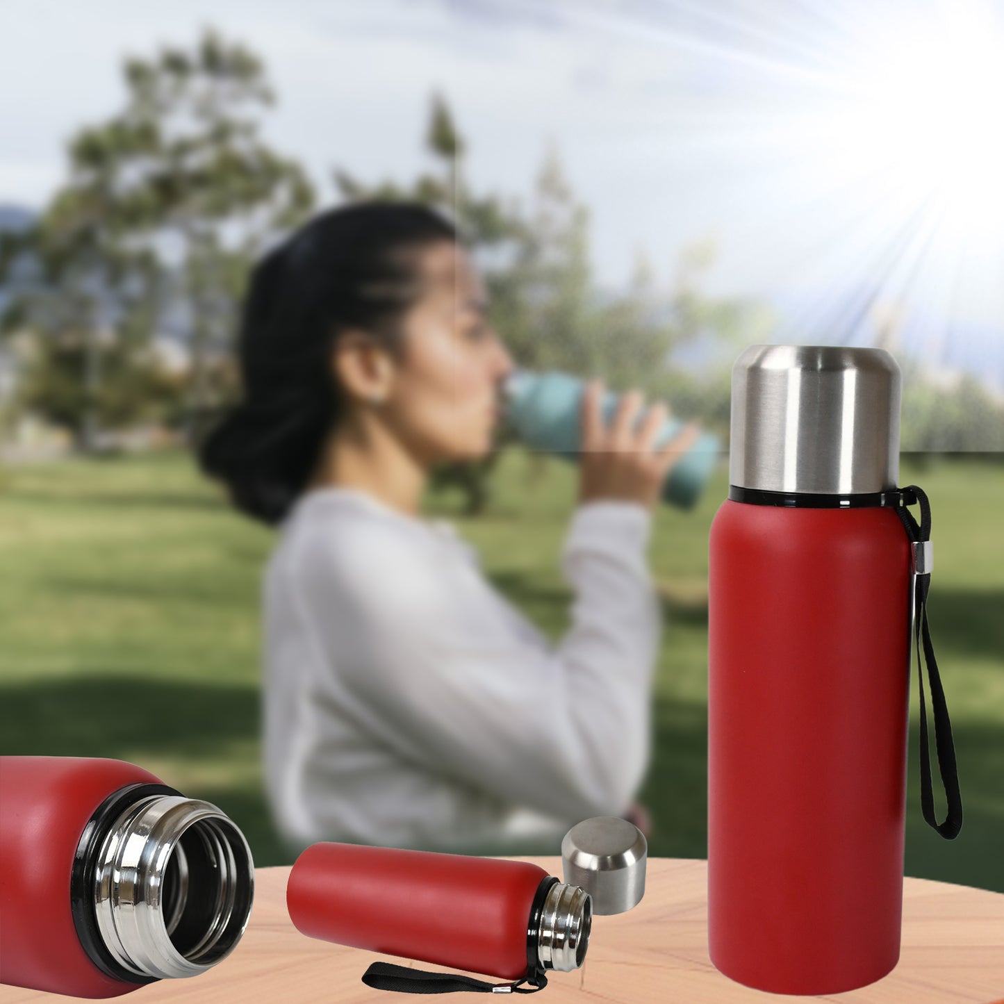 Stainless Steel Water Bottle Fridge Water Bottle Stainless Steel Water Bottle Leak Proof Rust Proof Cold Hot Thermos Steel Bottle Leak Proof Office Bottle Gym Home Kitchen Hiking Trekking Travel Bottle (1000ml800mlapprox 600ml)