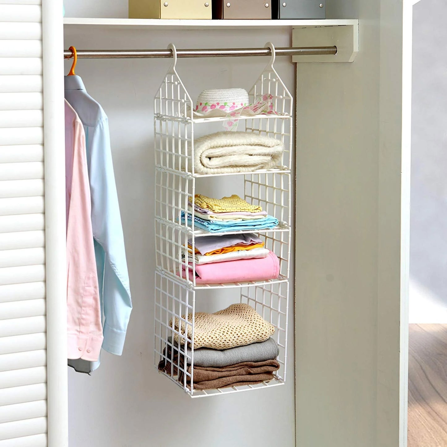 4526 Multipurpose 5 Layer Folding Clothes Storage Rackscloset For Students Wardrobe Shelves Socks Scarf T-shirt Etchanging Organizer Storage Holders Racks