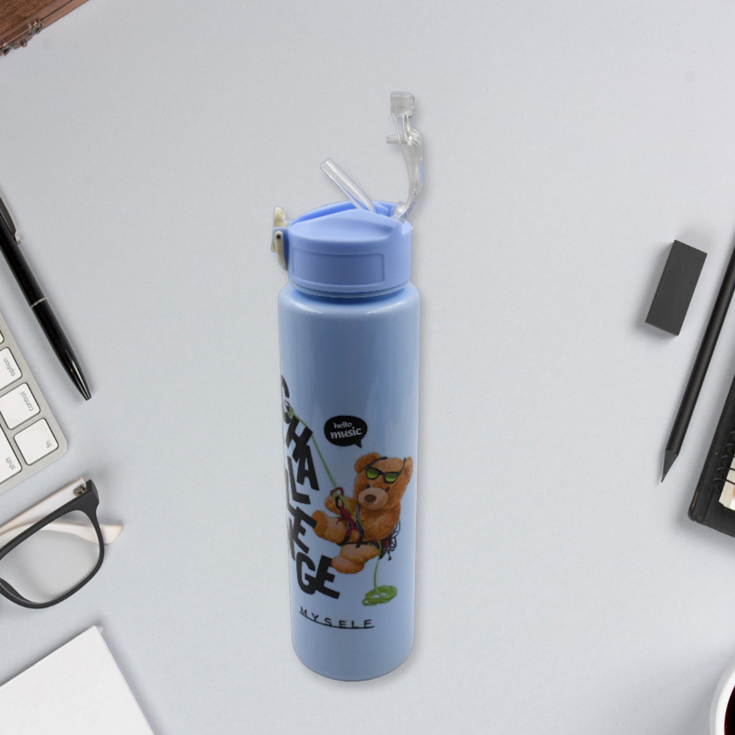 8403 Plastic Water Bottle 3pc Set3 Different Size Bottle High Quality Water Bottle Plastic Water Bottle Bpa-free Leak-proof Cartoon Printed Design For Kids School For Fridge Office Sports School Gym Yoga (3 Pc Set)