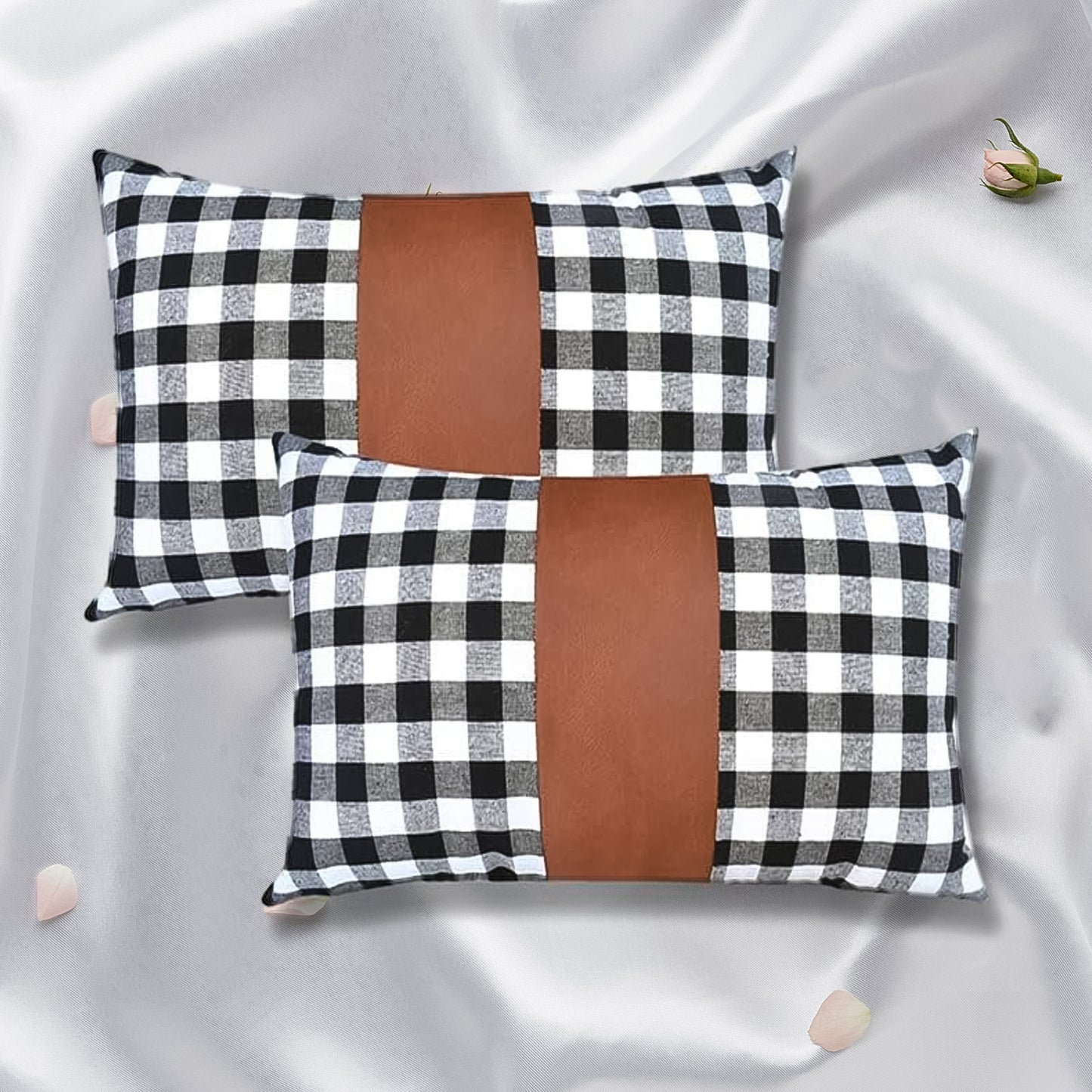 Pillow Covers Leather Cotton Cushion Covers (17 17 Inch 1 Pair 2 Pc)