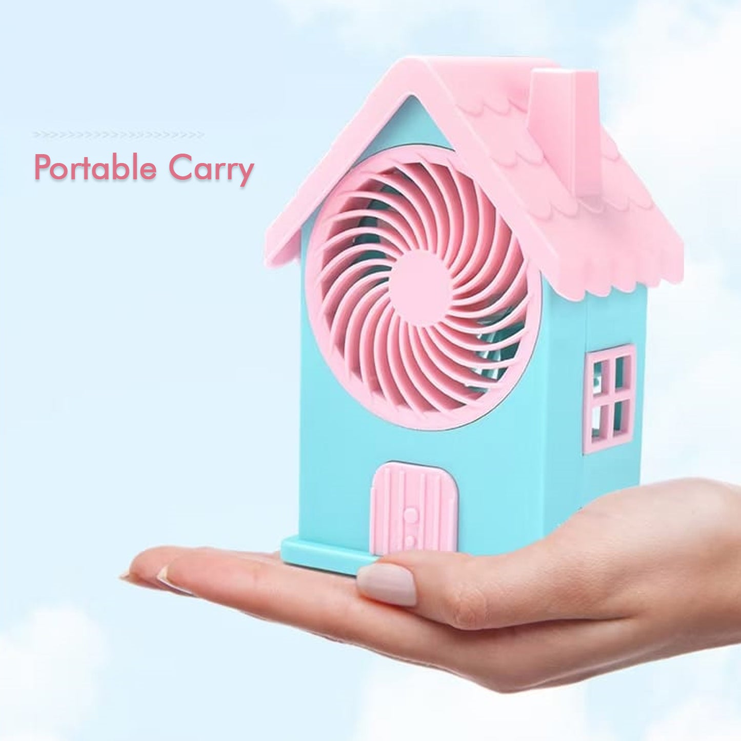 4799 Mini House Fan House Design Rechargeable Portable Personal Desk Fan For Home Office Kids Use (Battery Not Include)