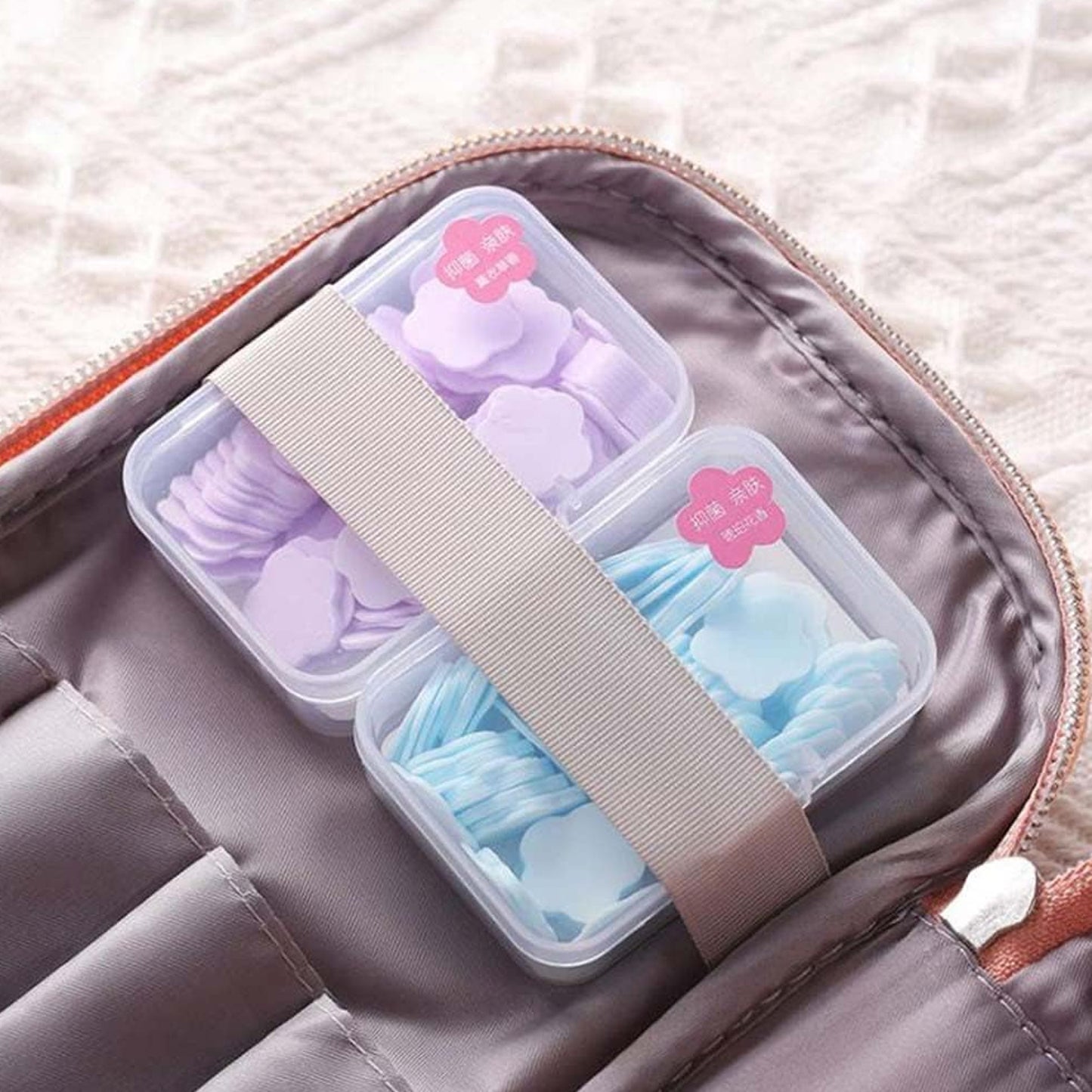 Mini Portable Travel Soap Paper Sheets Flower Shape (100 Pcs Set Approx Mix Color)