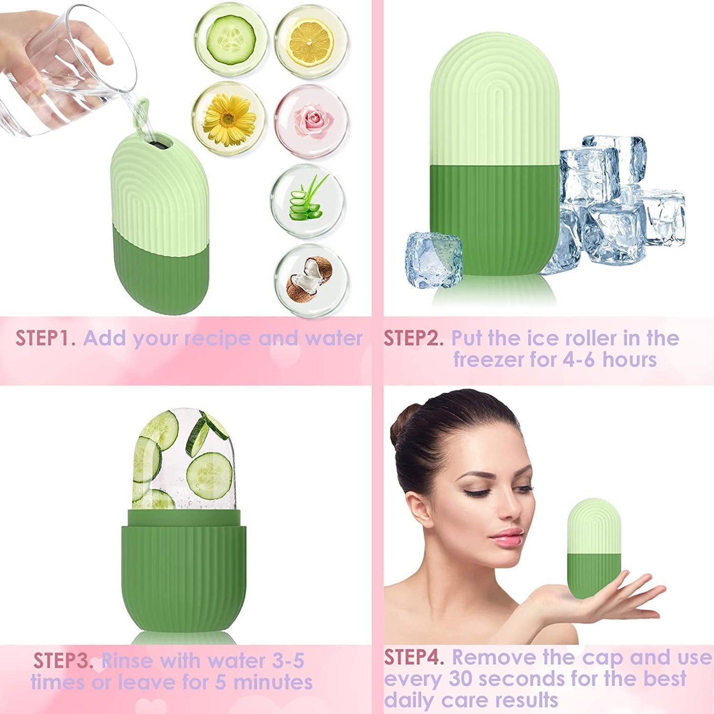 1224l Beauty Ice Roller For Face Massager Eye Reusable Face Rollers Facial Roller ( Loose )