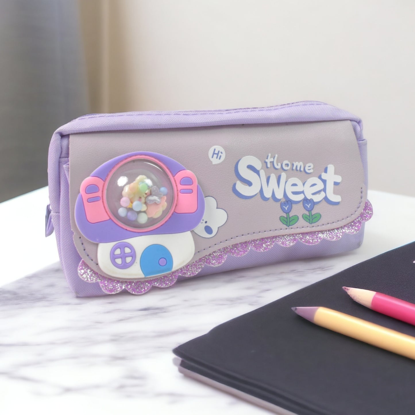 Pencil Pouch With Zipper (1 Pc 2 Compartment)