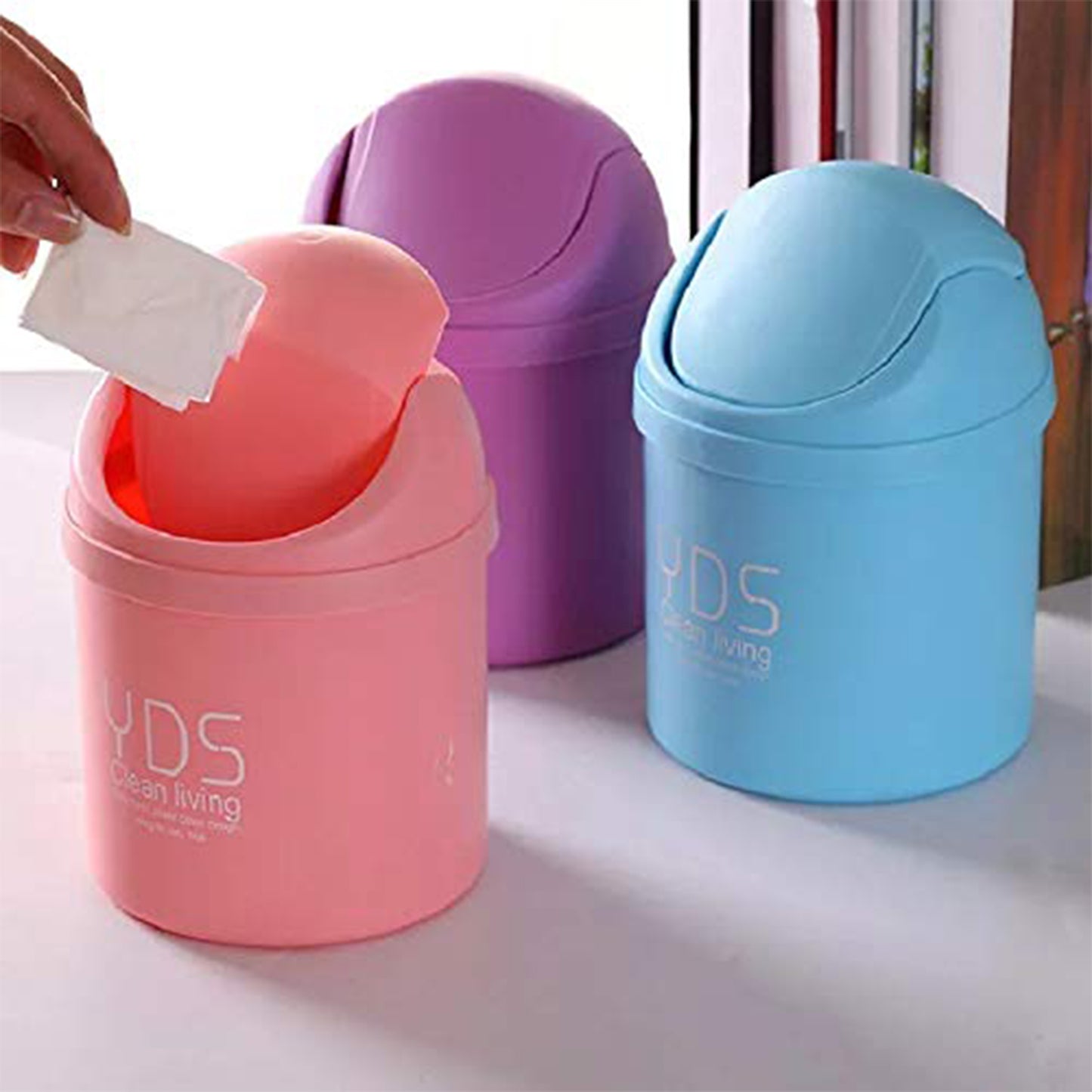 Mini Trash Can With Lid Small Tiny Trash Bin (18x13 Cm 1 Pc)