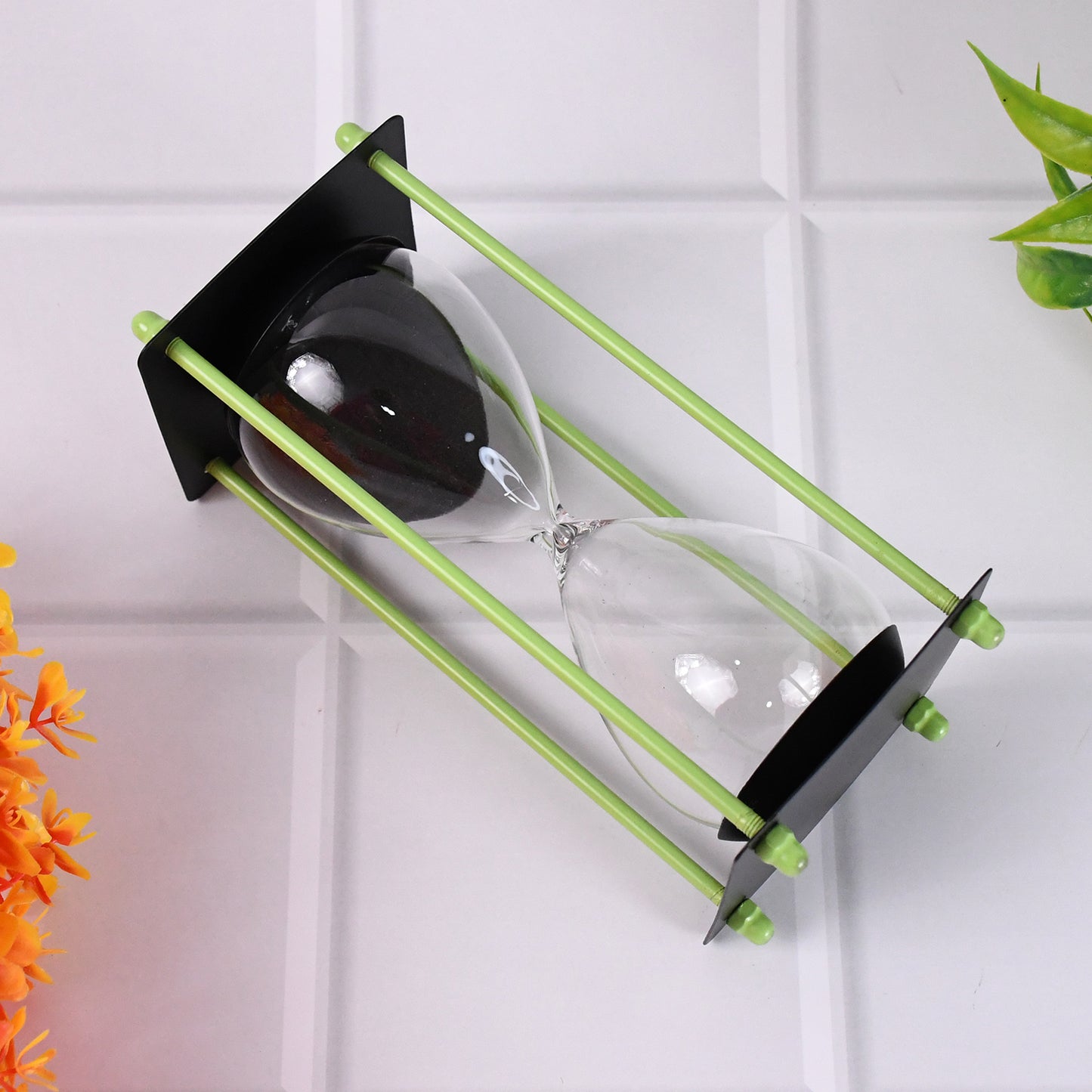 Glass Stainless Steel Decorative Sand Timer 19 Cm (1 Pc)