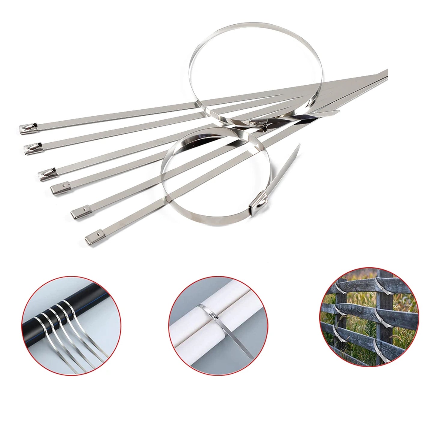 Multipurpose Stainless Steel Cable Tie (10 Pcs Set 4.6x200mm)