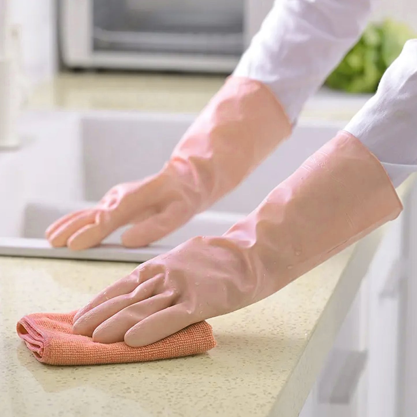 4855a Multipurpose Natural Gum Rubber Reusable Cleaning Gloves
