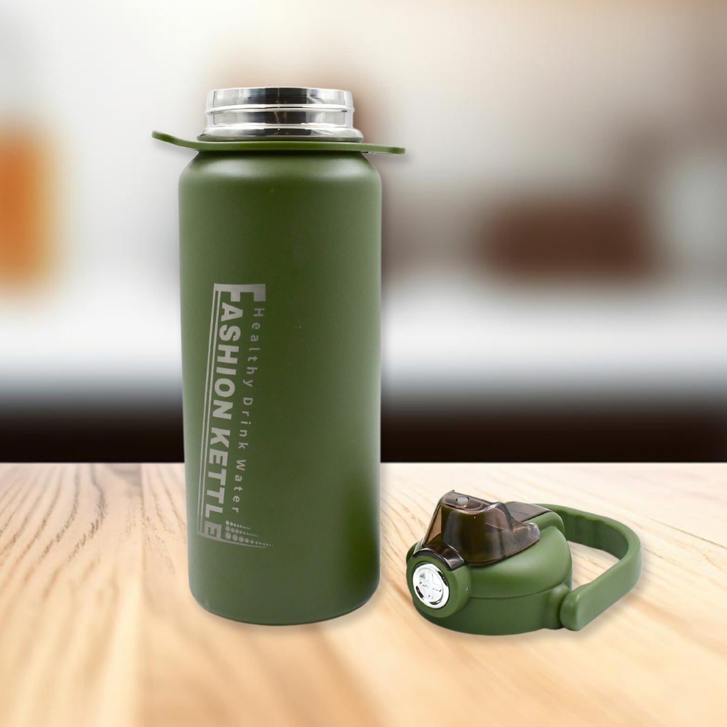 13039 Liter Stainless Steel Water Bottle With Straw Strap Handle Vacuum Insulated Thermos Flask Double-walled Coffee Thermos Flask Leak-proof Water Bottle For Sports Fitness Gym (1500ml)