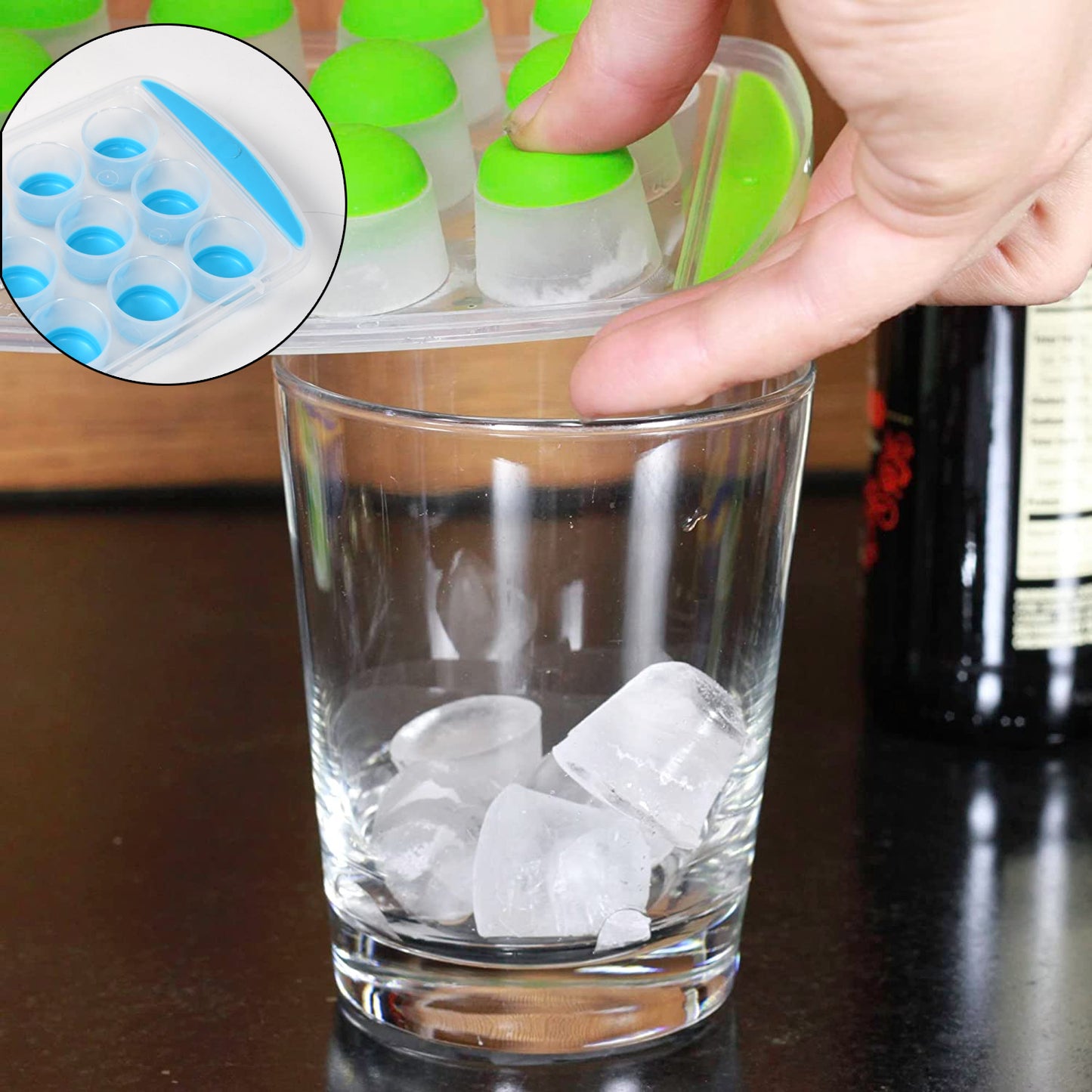 5353 Smart Push Pop Out Round Shape Mini Ice Cube Trays With Flexible Silicone Bottom Round Shape Silicone Chocolate Mold Maker Ice Cube Tray Freeze Mold