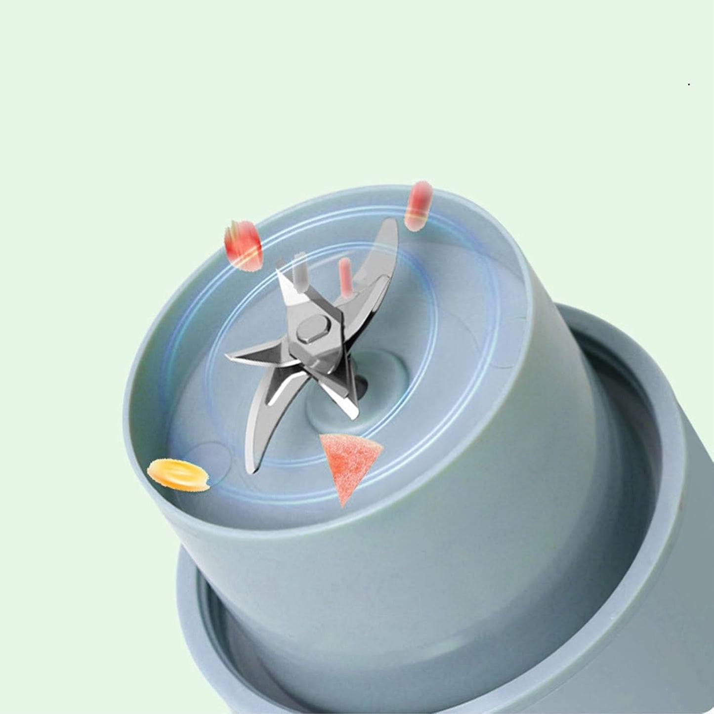 Portable Electric Juicer With Handle Straw Usb Rechargeable 6 Stainless Steel Blades (500 Ml)