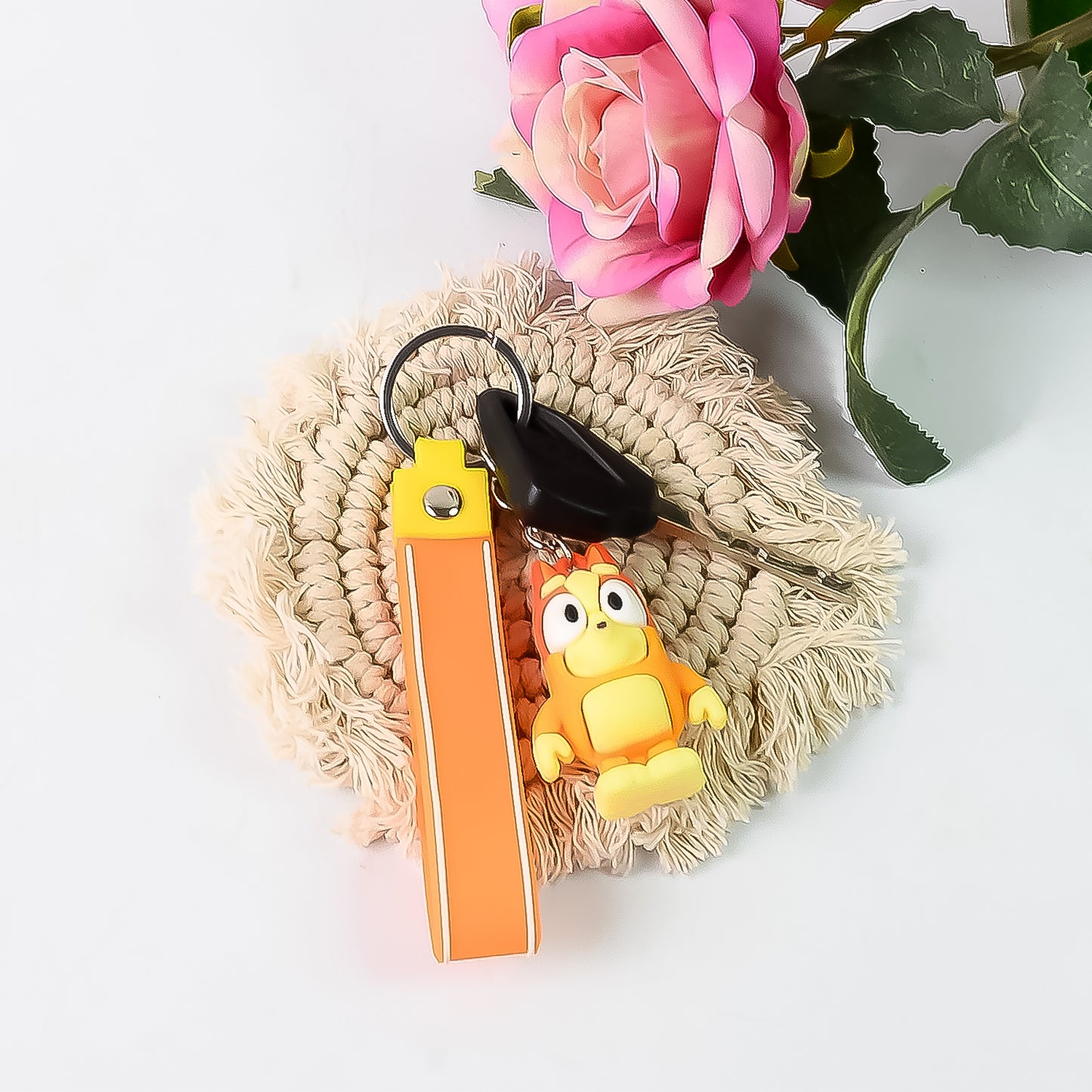 Cute Cartoon Silicone 3d Key Chain With Metal Hook Strap (Pack Of 1)