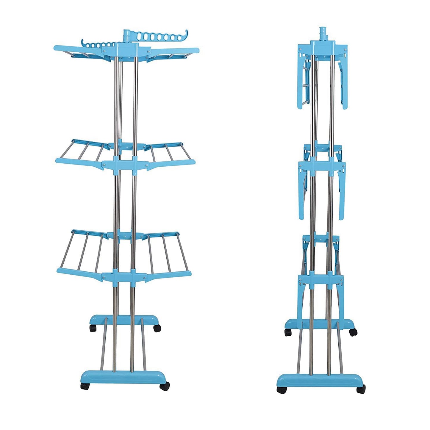 Premium Heavy Duty Stainless Steel 3 Layer Foldable Cloth Drying Stand (1 Set With Brown Box)