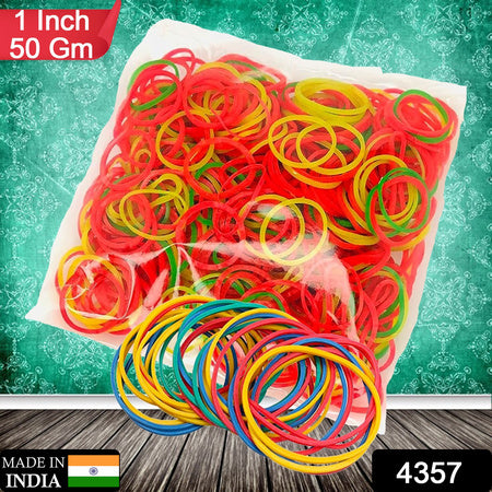 4357 Rubber Band For Officehome And Kitchen Accessories Item Products Elastic Rubber Bands Flexible Reusable Nylon Elastic Unbreakable For Stationery School Multicolor (1 Inch 50 Gm)