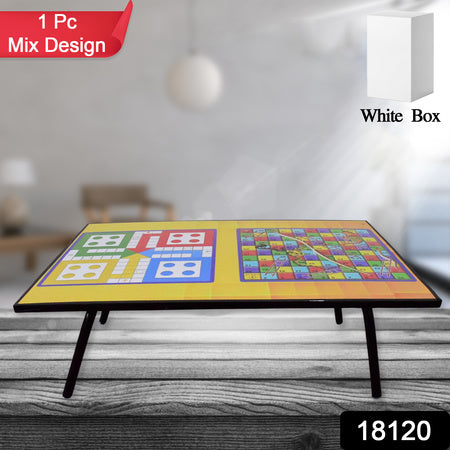 Foldable Multipurpose Mix Design Games Table Board Bed Study Table (48 28 Cm 1 Pc)