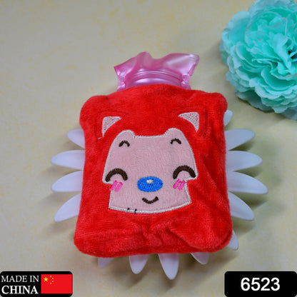 6523 Pink Cat Small Hot Water Bag With Cover For Pain Relief Neck Shoulder Pain And Hand Feet Warmer Menstrual Cramps.