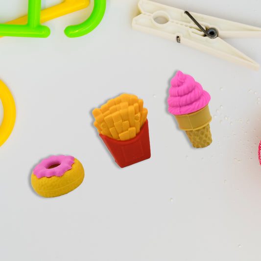 18028 3d Food Fancy  Stylish Colorful Erasers Mini Eraser Creative Cute Novelty Eraser For Children Different Designs Eraser Set For Return Gift Birthday Party School Prize (1 Set  Mix Design  Color)