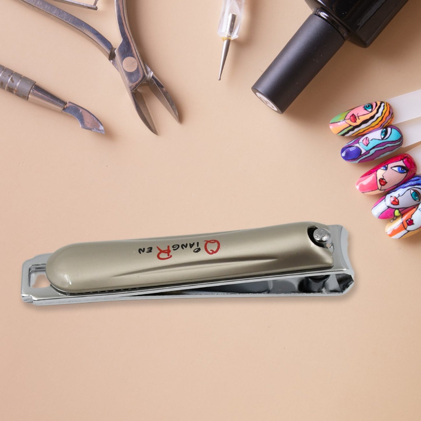 Stainless Steel Folding Portable Large Nail Clippers With Nail File (1 Pc)
