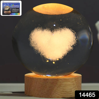 Heart 3d Crystal Ball Lamps With Base (1 Pc)
