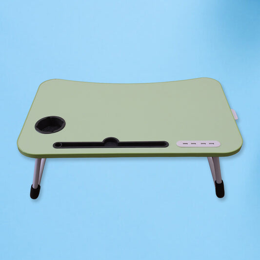 7892 Multipurpose Study Table Foldable Portable Notebook Bed Lap Desk Tray Stand Reading Holder With Coffee Cup Slot Drawer Fan Usb Cable  Light For Breakfast Reading  Movie Watching (1 Pc Mix Color)