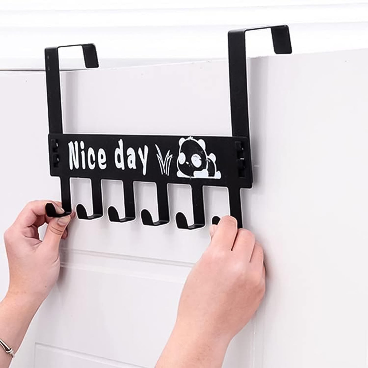 Heavy-duty Carbon Steel Door Hook Hanger Rack (2 Pc  6 Hook  Black)