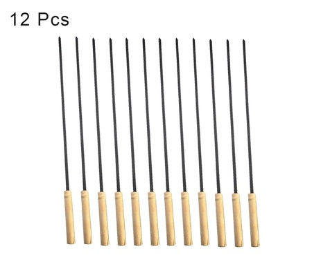 2228 Barbecue Skewers For Bbq Tandoor And Gril With Wooden Handle - Pack Of 12