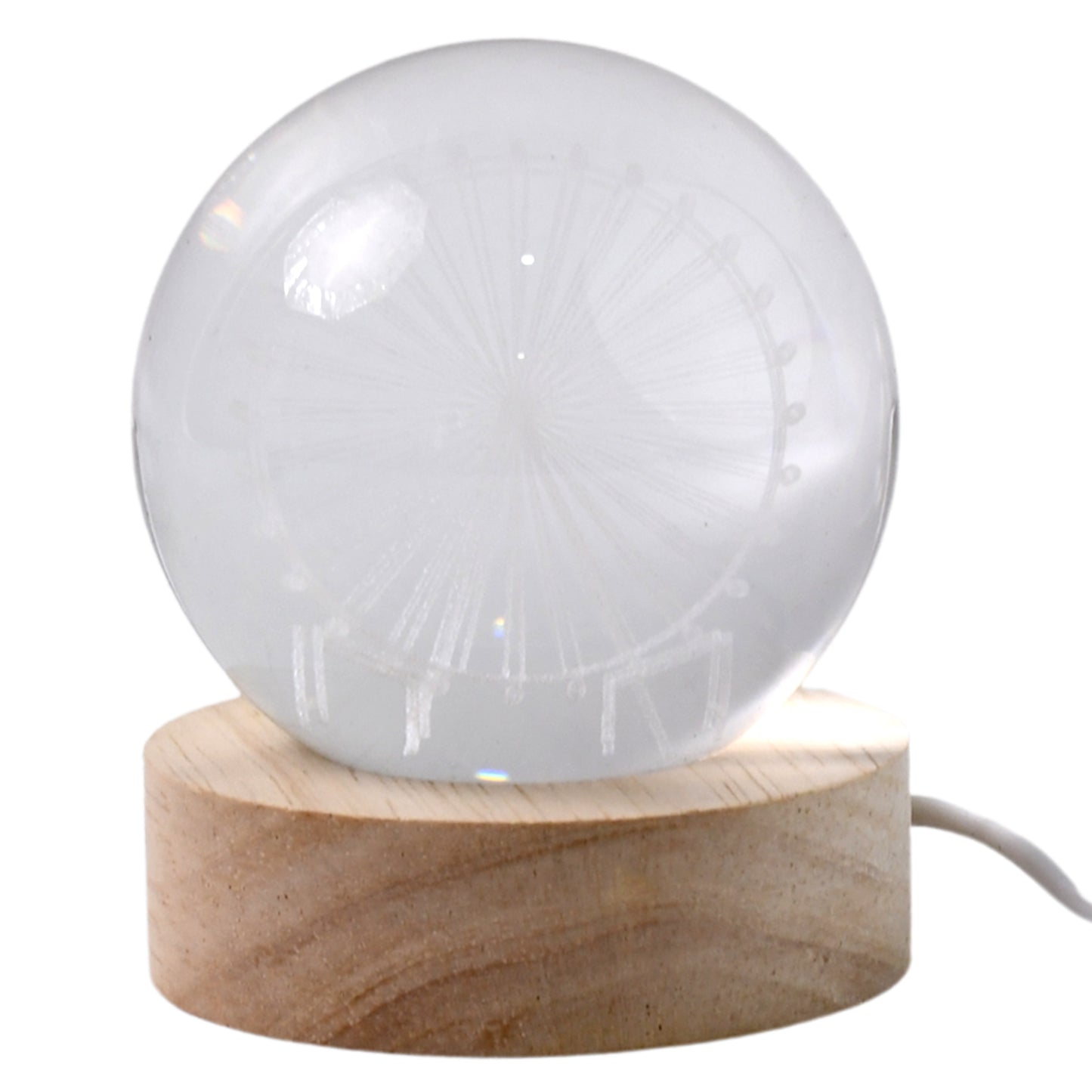 Mela Crystal Ball Night Light Glass Ball Night Lamp With Wood Base