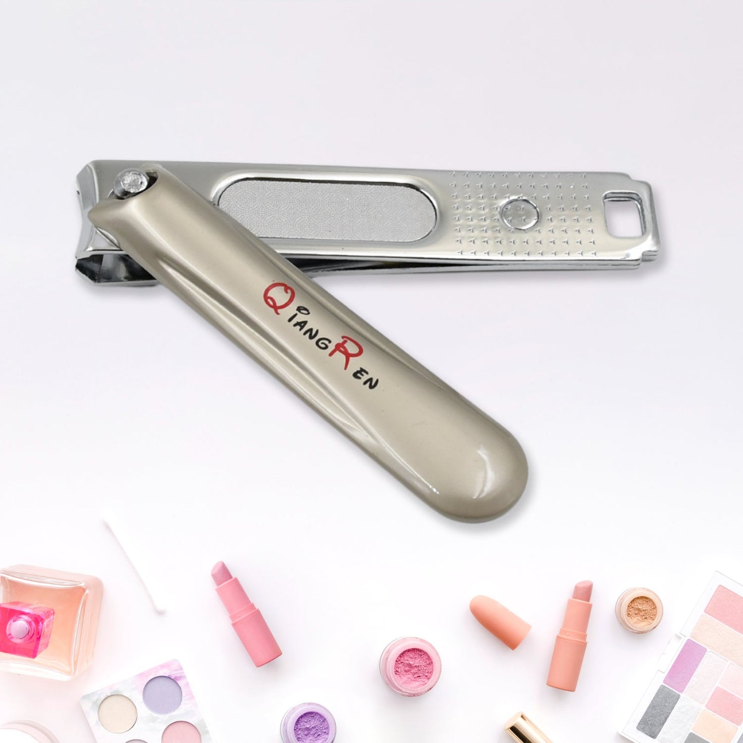 Stainless Steel Folding Portable Large Nail Clippers With Nail File (1 Pc)